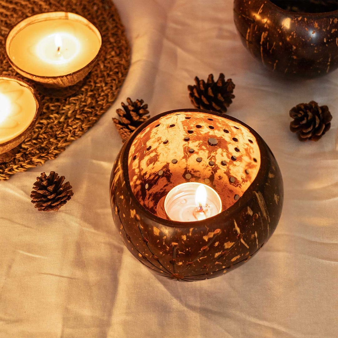 Starlight Coconut Shell Tealight Holder