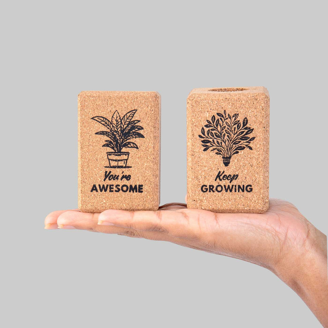 Handmade Positive Affirmations Fridge Magnet Cork Planter | Set Of 2