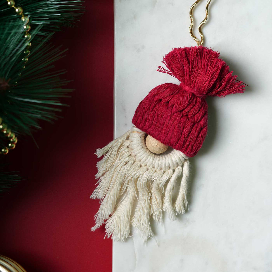 Handmade Gnome Macrame Ornament For Christmas Tree Decoration