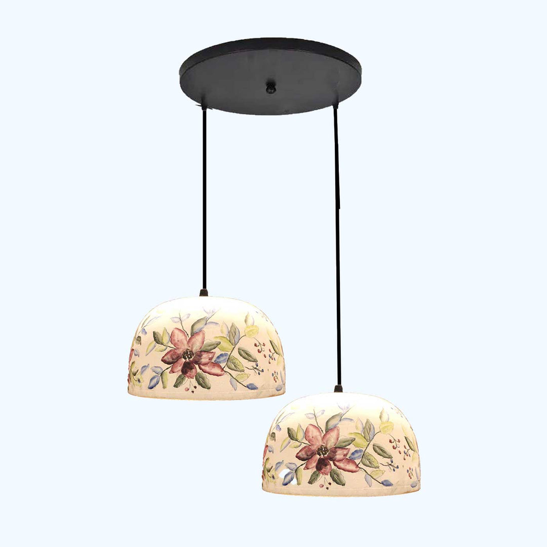 Handmade Classy Designer Touch Terracotta Hanging Lamp | Set Of 2