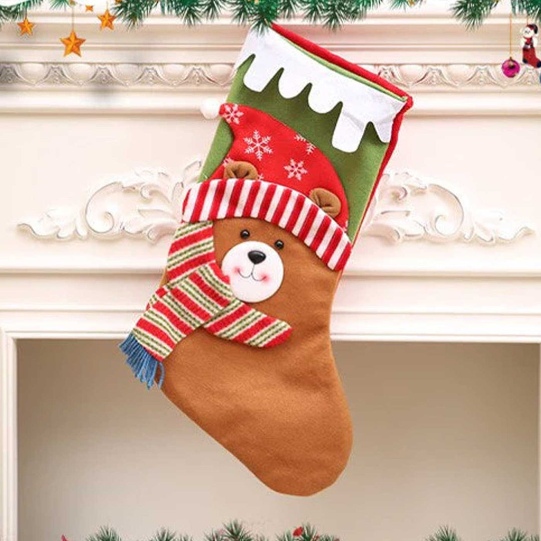 Personalized Snowy Scallop And Muffler Felt Stockings For Christmas Decoration