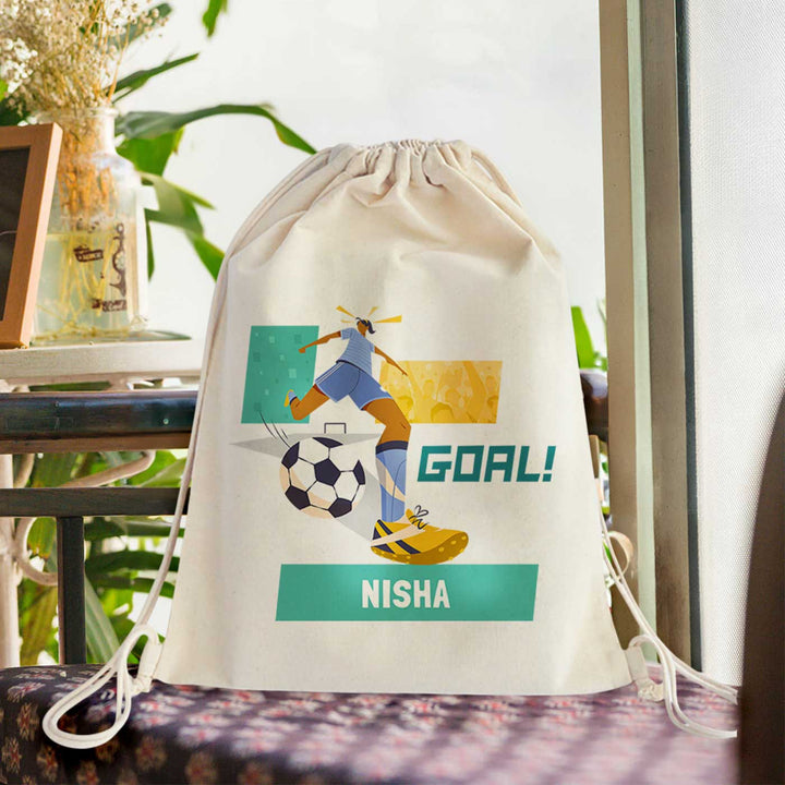 Personalized Football Goals Girls Theme Cotton Backpack