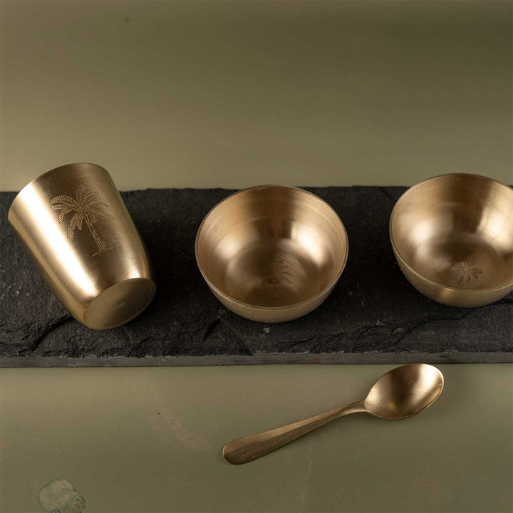 Handmade Gul Brass Dinnerware | Set Of 5