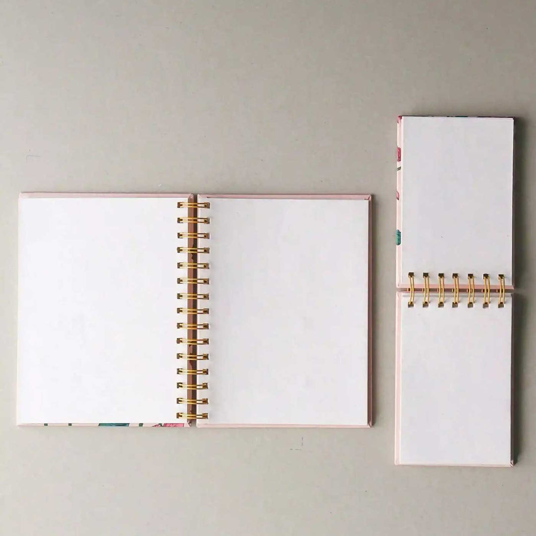 Handmade Genda Blue Spiral Notebook and Notepad Set | 80 Pages