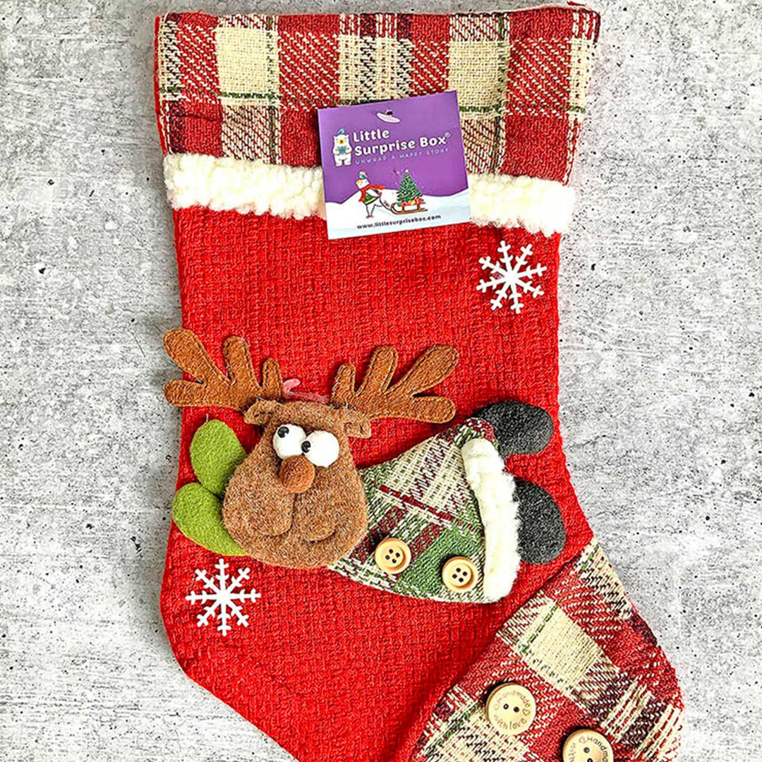 Handmade Flying Deer Woolen Stockings For Christmas Decoration