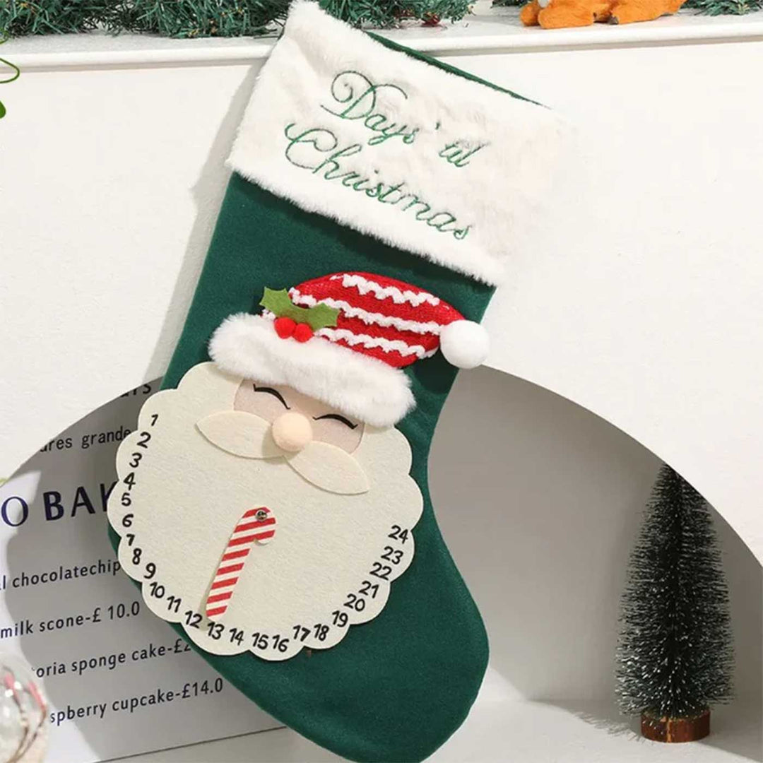 Personalized Festive Countdown Treasure Felt & Fur Stockings For Christmas Decoration