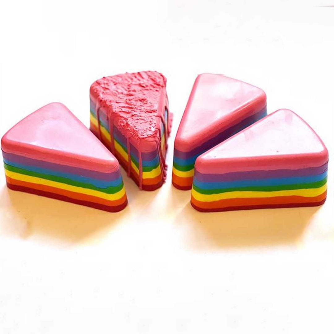 Handmade Non-Toxic Rainbow Cake Slice Crayons | Set of 2