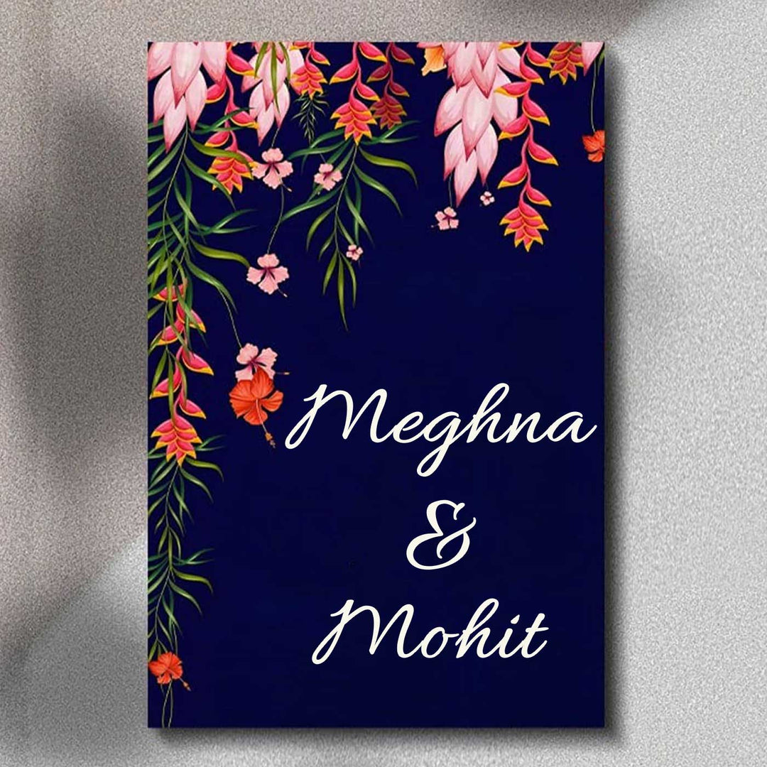 Printed Spring Floral Wooden Vertical Nameplate