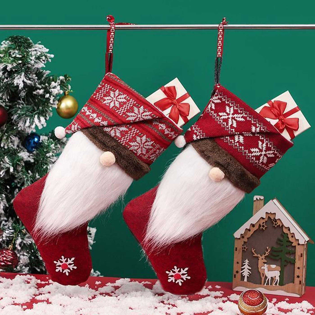 Handmade Beardy Gnome Cotton Stockings For Christmas Decoration