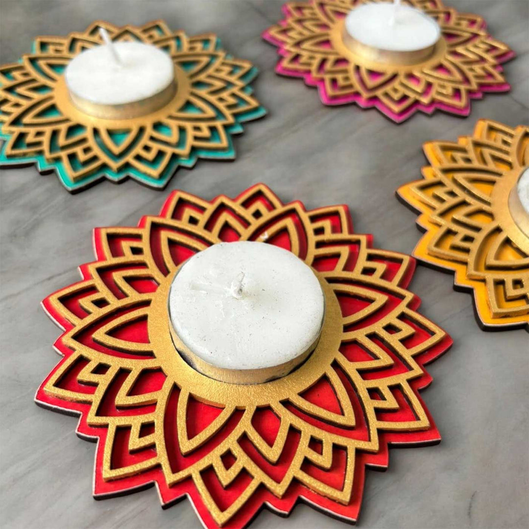 Handmade Om String Art with Tealight Holders | Set Of 6