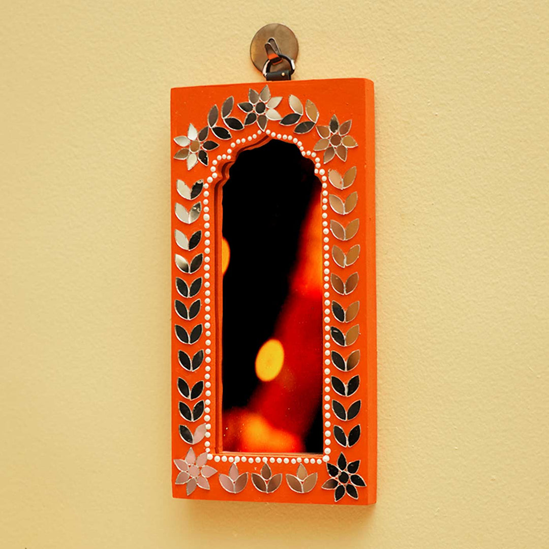 Handmade Orange MDF Jharokha Mirror