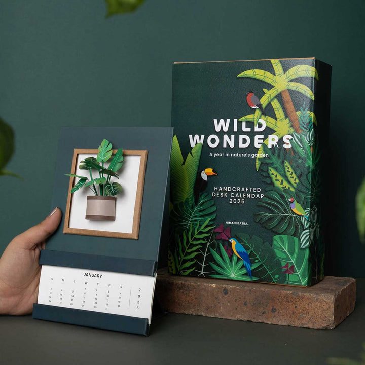 Handmade 3D Monstera Plant 2025 Desk Calendar