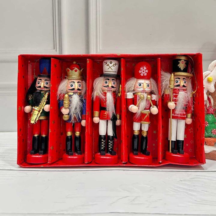 Handmade Nutcracker Dynasty Wooden Ornaments For Christmas Tree Decoration | Set Of 5