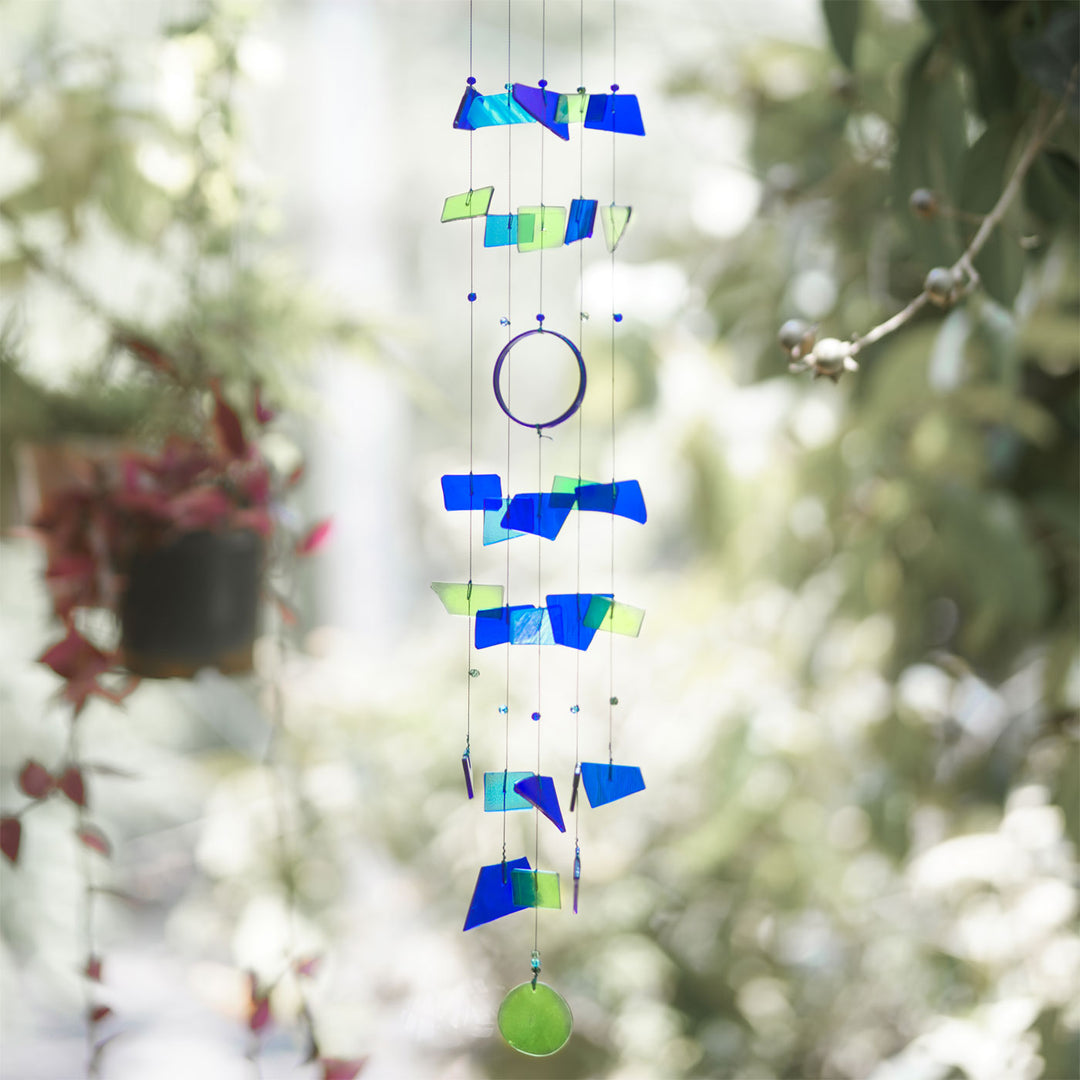 Zen Blue Stained Glass Windchime