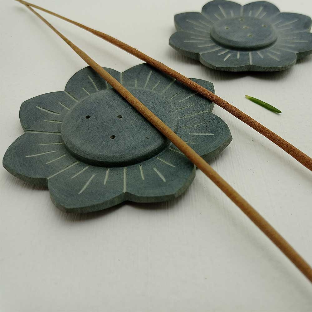 Handmade Grey Oma Artistic Soapstone Incense Stick Holder | Set Of 4