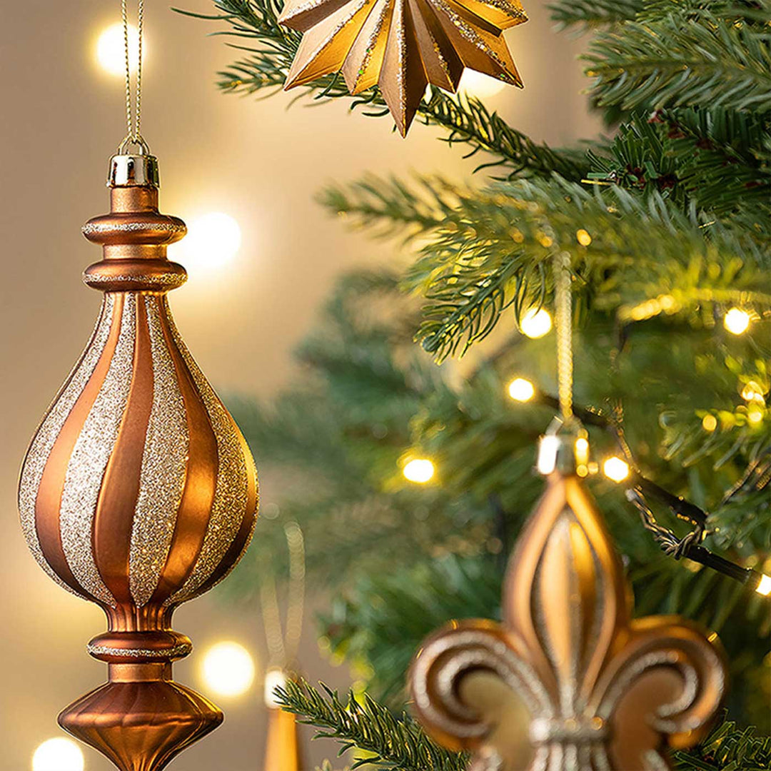 Brown Mocha & Gold Chandelier themed Christmas Ball Ornaments For Decoration | Set of 60