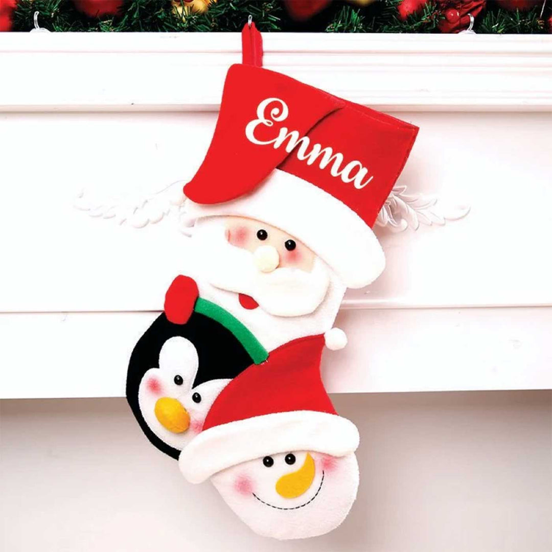 Personalized Happy Family Felt Stockings For Christmas Decoration