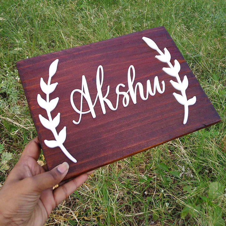 Personalized Minimalist Pine Wood Name Plate