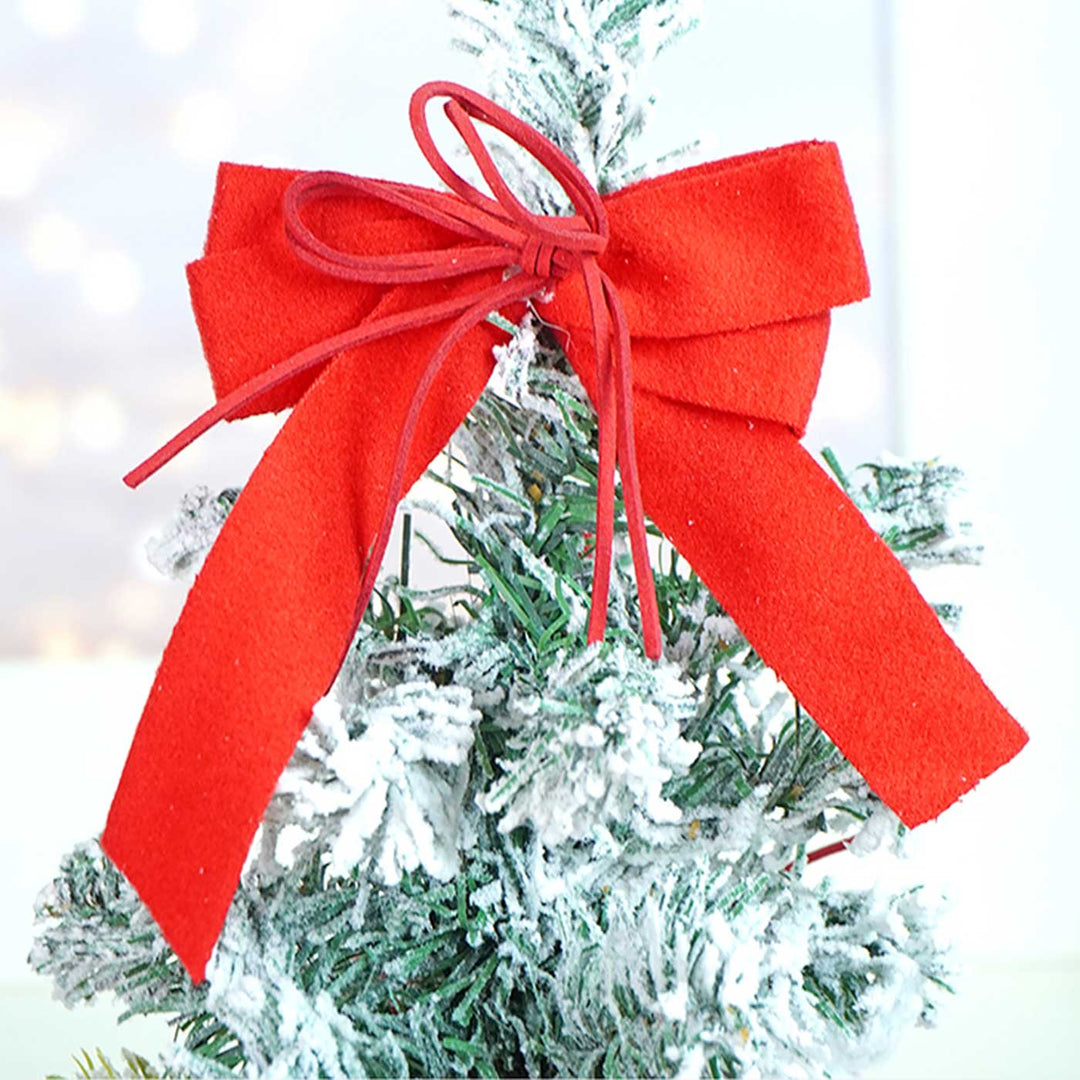 Red Swirl Frosty Bushy Xmas Tree For Christmas Table Decoration