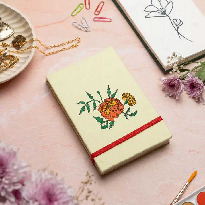 Handmade Genda Phool Unruled Notepads | 100 Pages