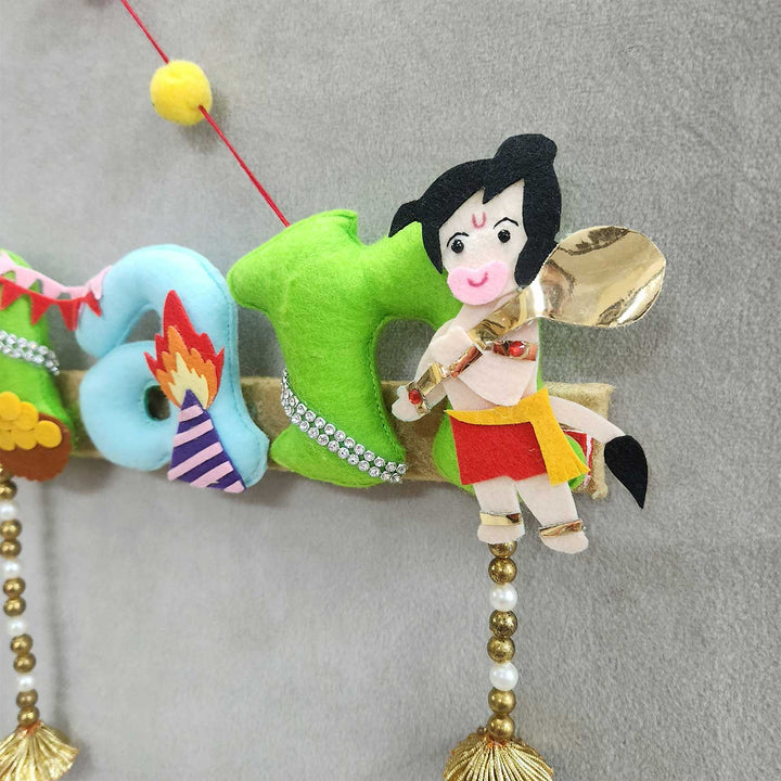 Personalized Shri Ram Ji & Hanuman Theme Felt Kids Name Plate