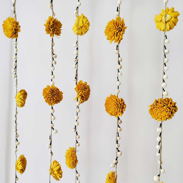 Handmade Yellow Zinnia & Jasmine Background Hanging