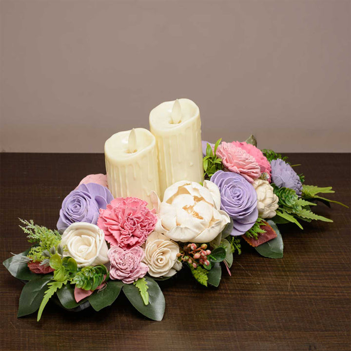 Handmade Charming Shola Flower Centerpiece With Candle Holder