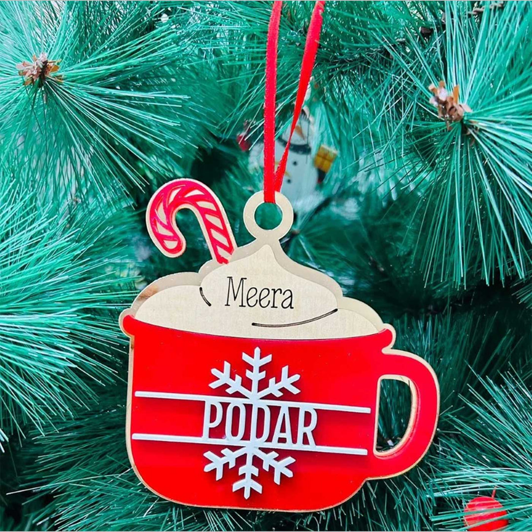 Personalized Hot Cocoa Cup Acrylic Ornaments For Christmas Tree Decoration