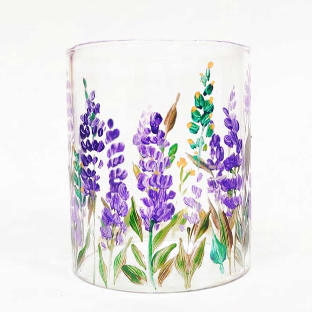 Hand Painted Floral Glass Candle Holder