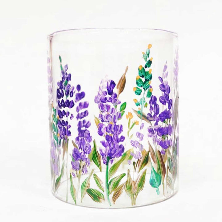 Hand Painted Floral Glass Candle Holder