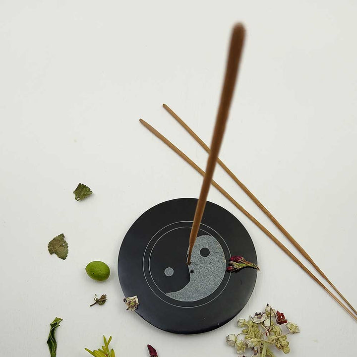 Handmade Black Bassam Simple Soapstone Incense Stick Holder | Set of 2