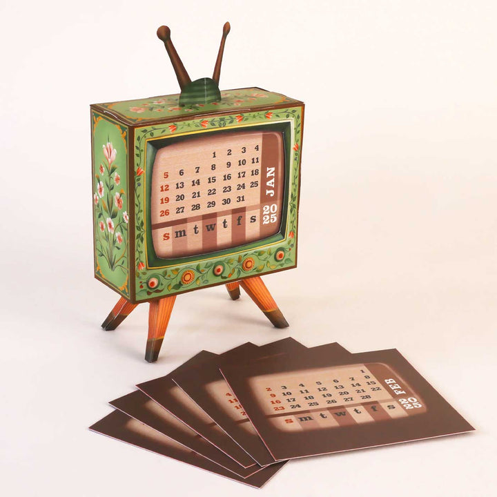 Mini TV Desk Calendar 2025 DIY Paper Craft Kit