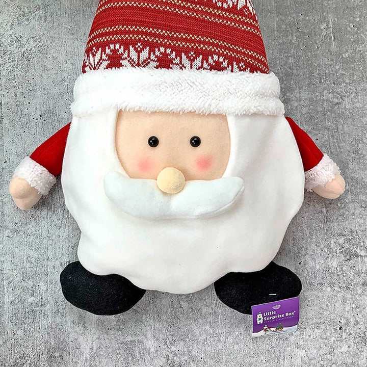 Fluffy Santa Christmas Themed Woolen Pillow For Christmas Decoration