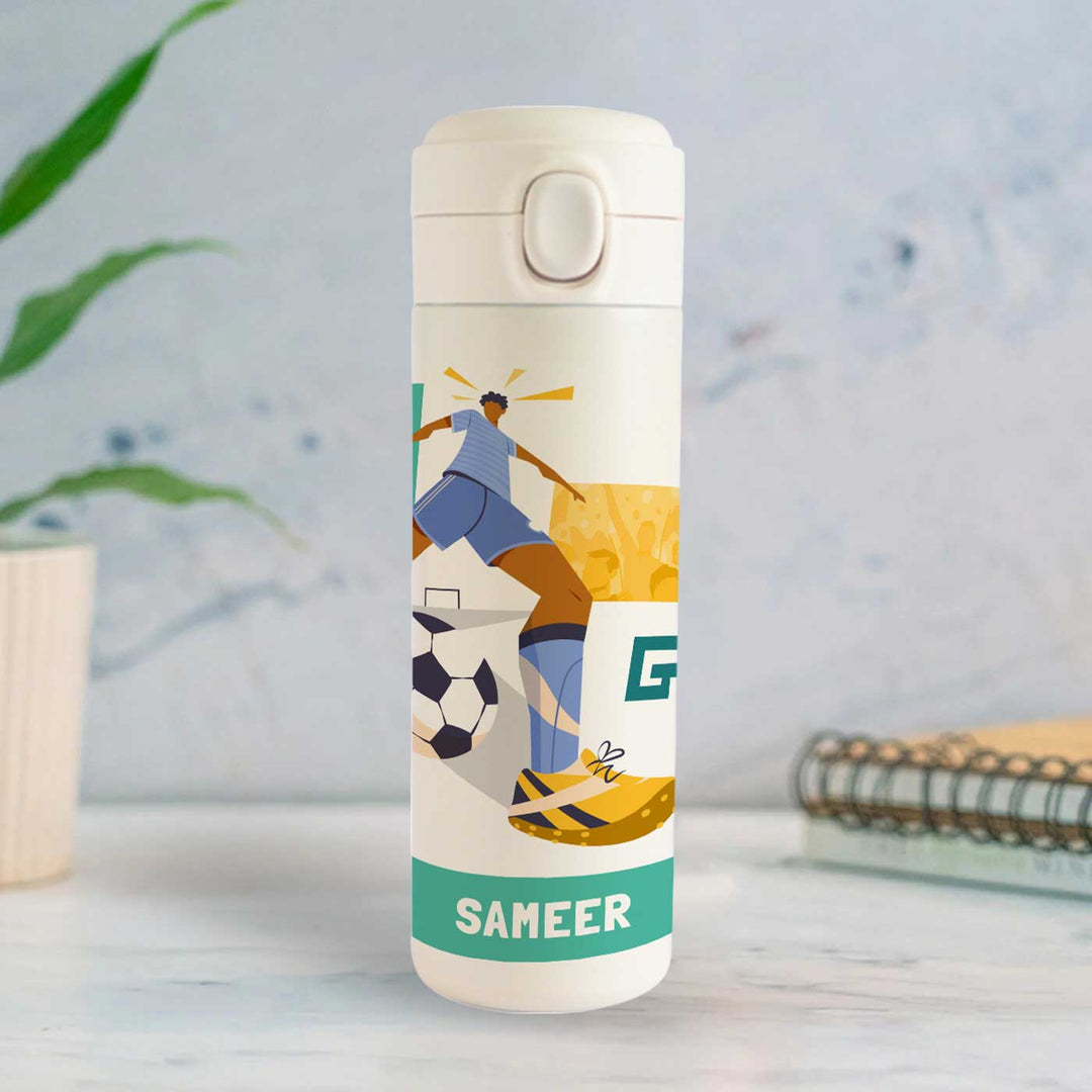 Personalized Boy's Football Goal Theme Steel Insulated Water Bottle