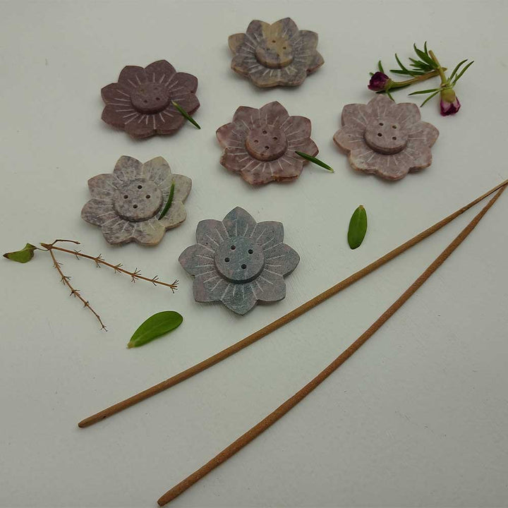 Handmade Handmade Multicolour Hani Artistic Soapstone Incense Stick Holder | Set Of 6