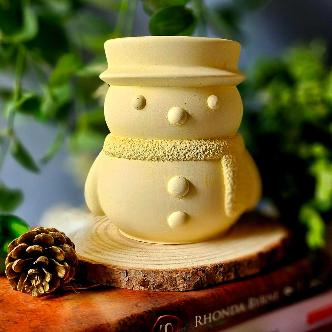 Handmade Snowman Clay Candle  For Christmas Decoration