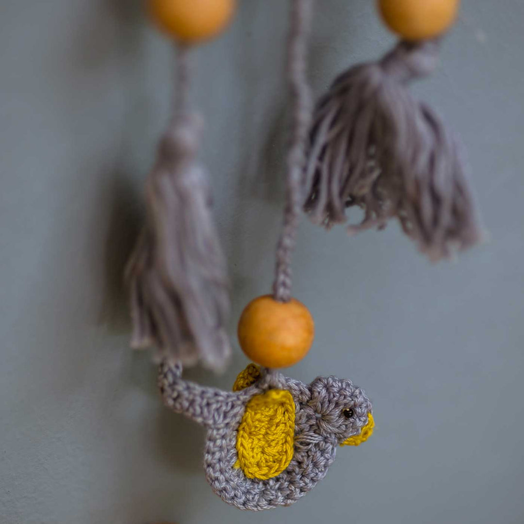 Handmade Crochet Grey Tassel Boho Cotton Bunting