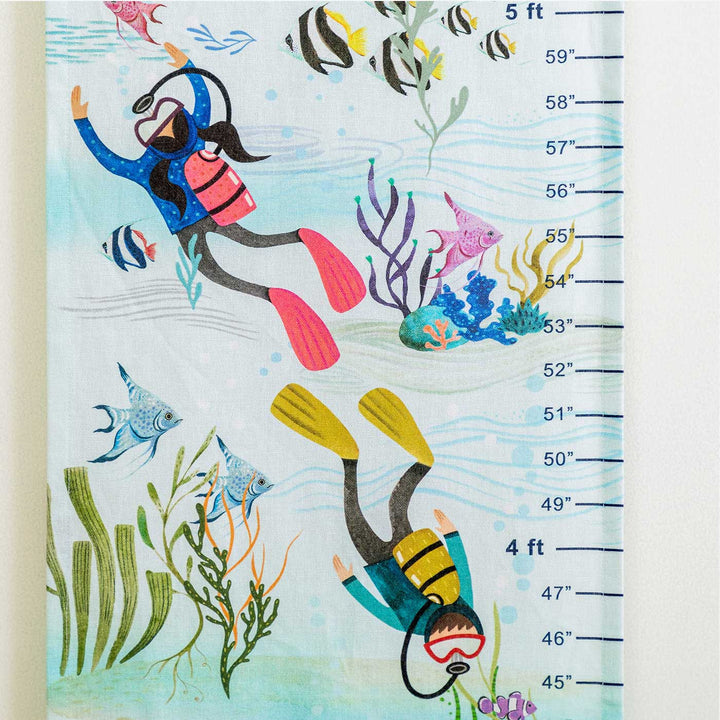 Personalized The Divers Theme Cotton Height Chart For Kids