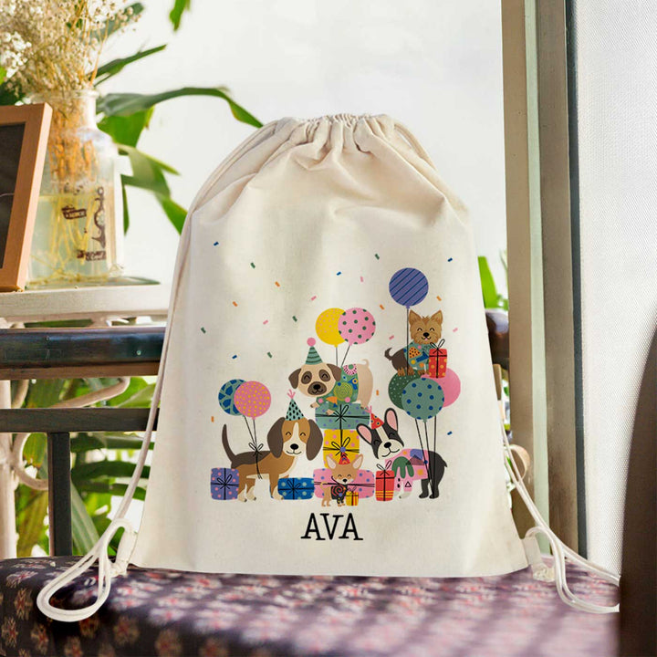 Personalized Paw Party Theme Cotton Backpack