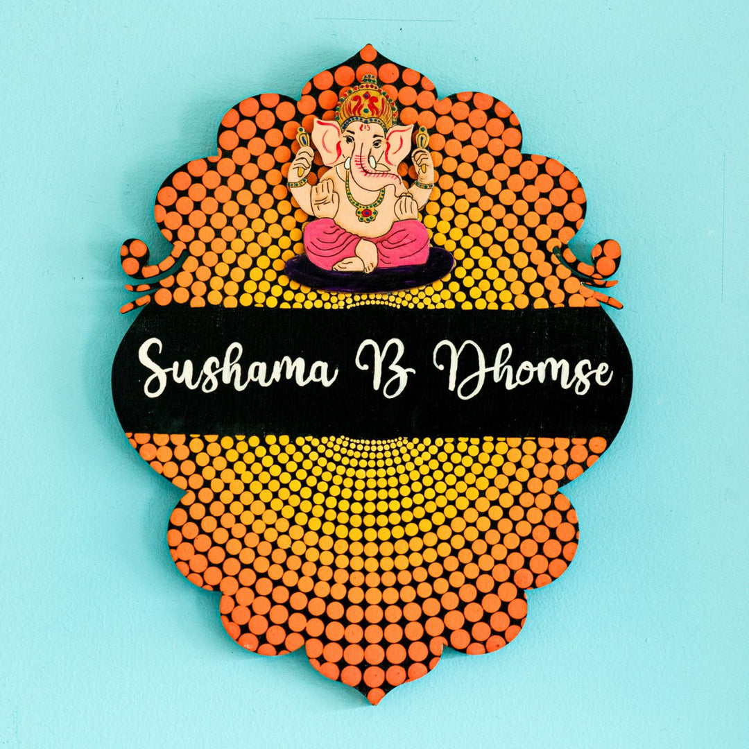 Handcrafted Designer Ganesha Cutwork Name Plate