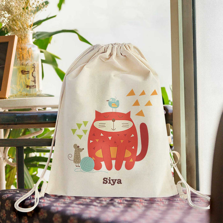 Personalized Kitty Cat Theme Cotton Backpack