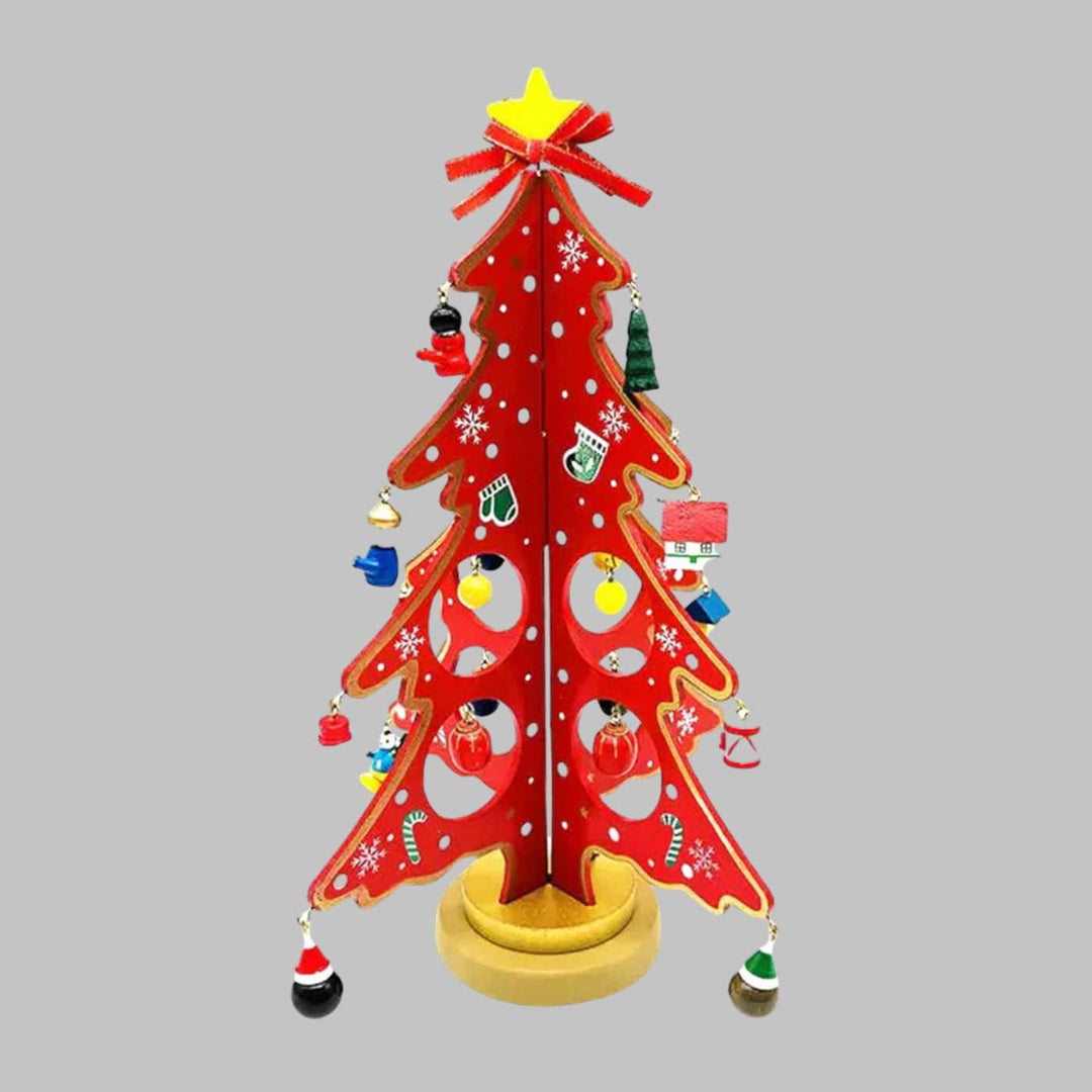 3D Winter Wonderland Xmas Tree With 20 Ornaments Wooden DIY Decor