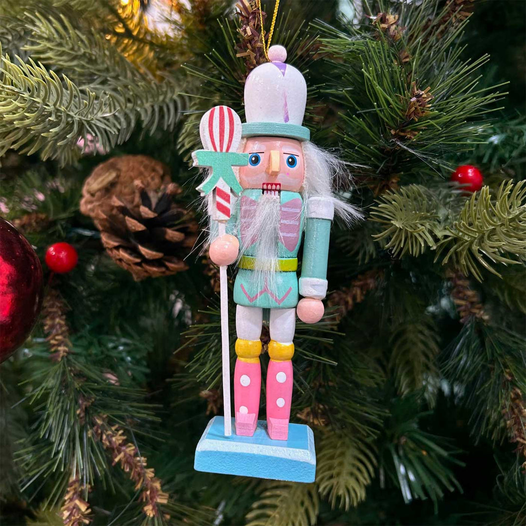 Handmade Blushy Nutcracker Wooden Ornaments For Christmas Tree Decoration | Set Of 4