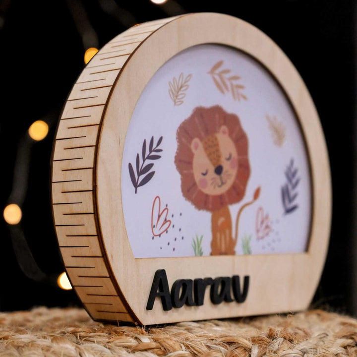 Personalized Lion Theme Wooden Table Lamp With 3D Letters