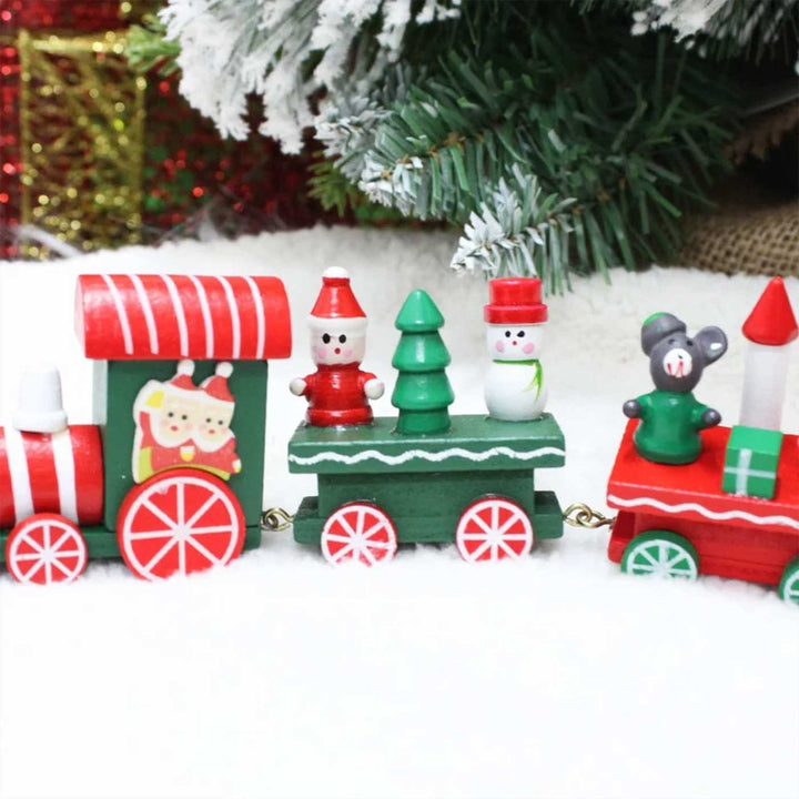 17 Inch Evergreen Endless Engine Wooden Table Decor For Christmas Decoration