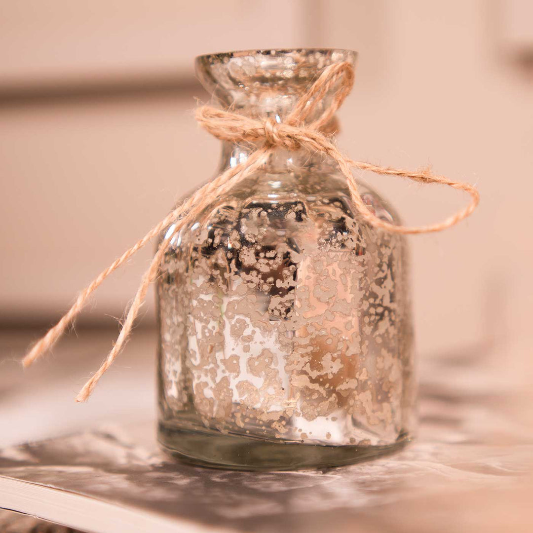 Silver Blossom Glass Vase With Dried Flower Bunch