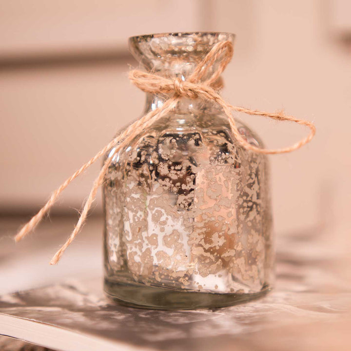 Silver Blossom Glass Vase With Dried Flower Bunch