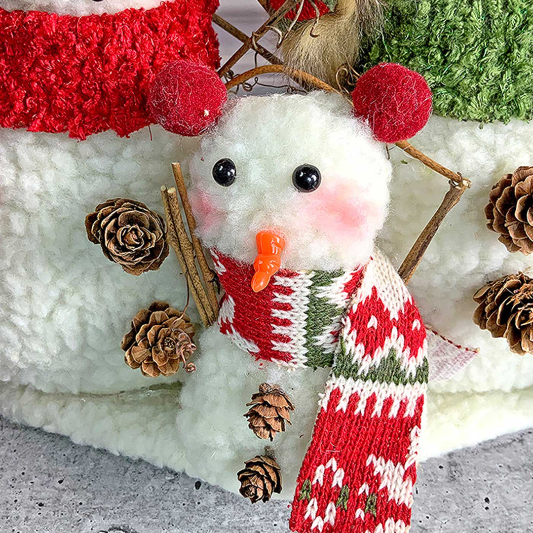 Plush Snowman Trio Family Woolen Decor For Christmas Table Decoration