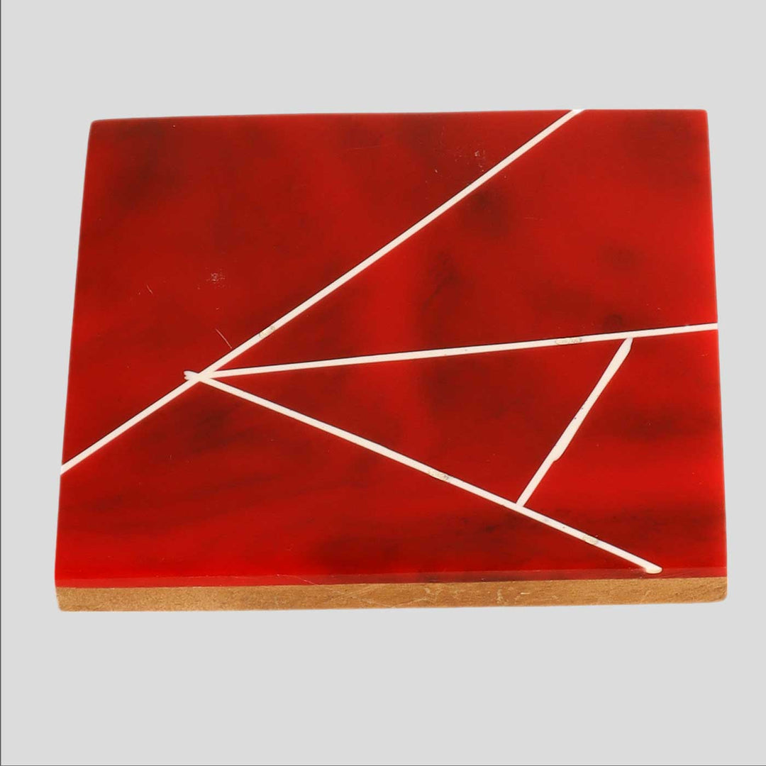 Handmade Red & White Resin Coasters | Set Of 4