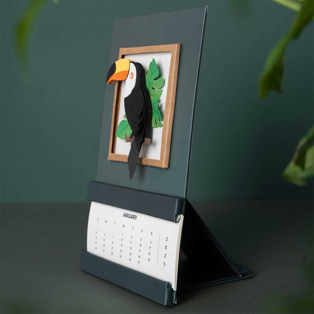 Handmade 3D Toucan Bird 2025 Desk Calendar